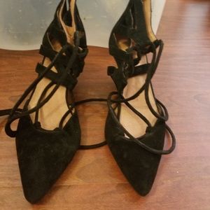 jeffrey campbell lace up pointed toe suede wedge